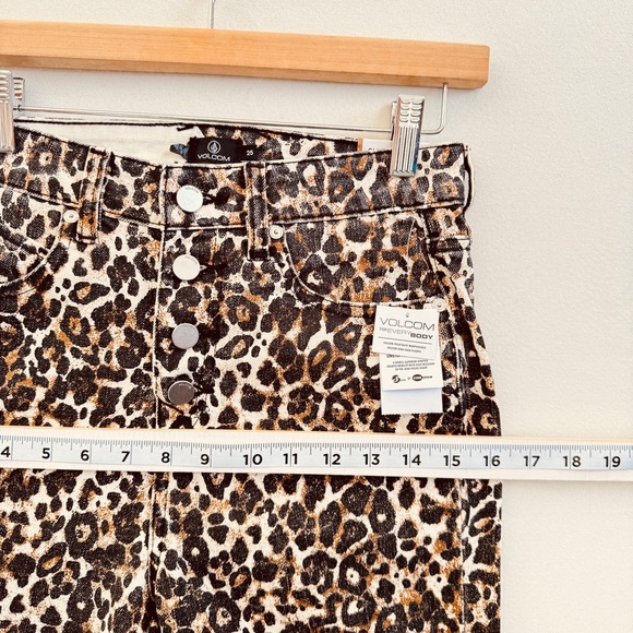 Volcom Women Skinny Jeans Leopard Print Brown 25 Casual High Waist Summer Edgy - Picture 7 of 11